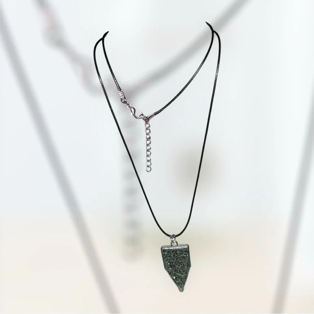 Handmade Resin Arrow Necklace | Green Pendant Minimalist Jewelry - Picture 5 of 5